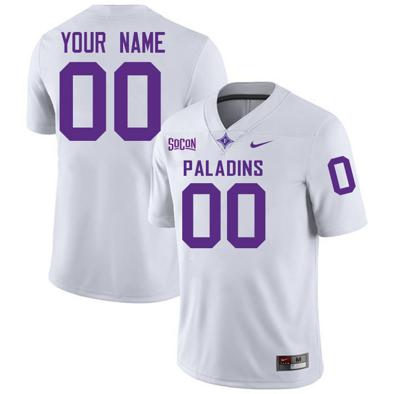 Custom Furman Paladins Name And Number Football Jerseys-White